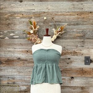 American Eagle Outfitters Sage Strapless Crop Top